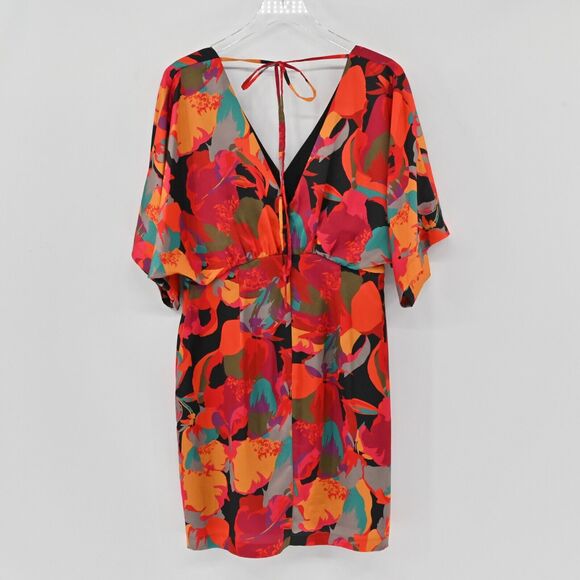 AIDAN MATTOX Dress Womens Size 12 Floral Printed Short Kimono Sleeve VNeck Multi - Picture 5 of 13